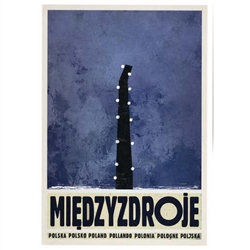 Post Card: Miedzyzdroje, Polish Tourist Poster designed by artist Ryszard Kaja in 2019. It has now been turned into a post card size 4.75" x 6.75" - 12cm x 17cm.