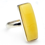 Classic Custard Amber And Silver Ring Size 9