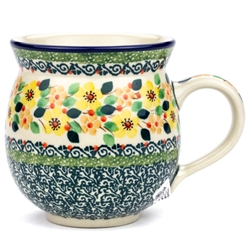 Polish Pottery 11 oz. Bubble Mug. Hand made in Poland. Pattern U4726 designed by Teresa Liana.