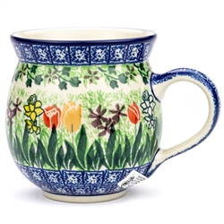 Polish Pottery 11 oz. Bubble Mug. Hand made in Poland. Pattern U3783 designed by Krystyna Dacyszyn.