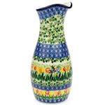 Polish Pottery 10.5" Carafe. Hand made in Poland. Pattern U3783 designed by Krystyna Dacyszyn.