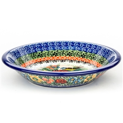 Polish Pottery 8.5" Soup Plate / Bowl. Hand made in Poland. Pattern U3358 designed by Teresa Liana.