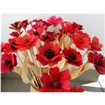 Hand Made Polish Wooden Poppies - Bouquet of 5