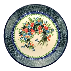 Polish Pottery 10.5" Dinner Plate. Hand made in Poland. Pattern U3195 designed by Barbara Fidelus.