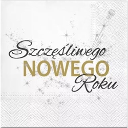 Beautiful Polish Christmas Carol Luncheon Napkins (package of 20) featuring 
the Polish New Year Greeting - Szczesliwego Nowego Roku (Happy New Year)

Three ply napkins with water based paints used in the printing process.