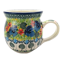 Polish Pottery 6 oz. Bubble Mug. Hand made in Poland. Pattern U4841 designed by Teresa Liana.