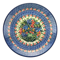 Polish Pottery 10.5" Dinner Plate. Hand made in Poland. Pattern U3724 designed by Teresa Liana.