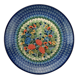 Polish Pottery 10.5" Dinner Plate. Hand made in Poland. Pattern U1754 designed by Maria Starzyk.