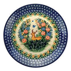 Polish Pottery 10.5" Dinner Plate. Hand made in Poland. Pattern U2974 designed by Teresa Andrukiewicz.