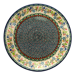 Polish Pottery 10.5" Dinner Plate. Hand made in Poland. Pattern U4837 designed by Teresa Liana.