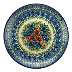 Polish Pottery 10.5" Dinner Plate. Hand made in Poland. Pattern U3801 designed by Anna Fryc.