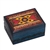 This colorful, small box is decorated with a bright heart motif on the lid and is finished in a deep blue.