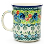 Polish Pottery 8 oz. Everyday Mug. Hand made in Poland. Pattern U4841 designed by Teresa Liana.