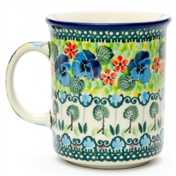 Polish Pottery 8 oz. Everyday Mug. Hand made in Poland. Pattern U4841 designed by Teresa Liana.