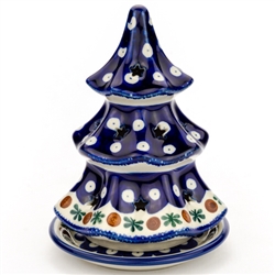 Polish Pottery 6.25" Votive Christmas Tree. Hand made in Poland and artist initialed.