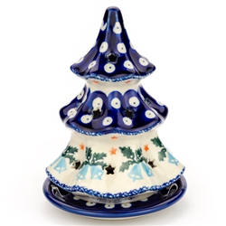 Polish Pottery 6.25" Votive Christmas Tree. Hand made in Poland and artist initialed.