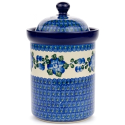 Polish Pottery 9" Canister. Hand made in Poland and artist initialed.