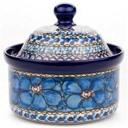 Polish Pottery 5" Canister with Lid. Hand made in Poland. Pattern U408 designed by Jacek Chyla.