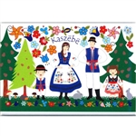 A Polish paper cut scene of a Kashub family at Christmas. This magnet is about the size of a business card, is non-flexible with a strong magnet.