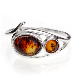 Petite Polish Round Cognac Amber Ring