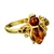 Gold Plated Silver and Amber honey bee resting on a gold plated silver band.  Honeybee is approx .5" x .6".