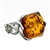 Artistic Celtic design silver and amber ring.  Cabochon size is approx .5" x .5".