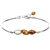 This sterling silver bracelet features three amber cabochons. This is a 7.5" bracelet with a 1" extender.