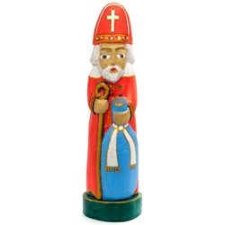 Swiety Mikolaj is one of the most popular themes in Polish folk art. Folk artist Jerzy Zbrozek carves and paints these very traditional St. Nicholas figures.