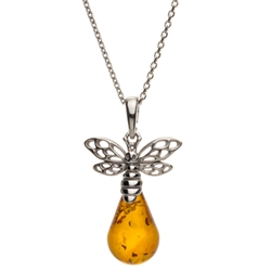 Sterling silver honey bee above a beautiful honey amber cabochon drop.  Cabochon size is approx. .75" x .5".