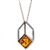 Sterling silver artistic pendant with a beautiful honey amber cabochon square. Pendant size is approx. 1" x .5".  Chain size is 16" - 18" adjustable.