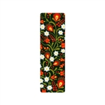 This is a bookmark with a folk motif of Podhale flowers on a green background made of durable PVC, one-sided gloss print. It has a very practical cut-out tab-style bookmark, which allows you to hook the bookmark on the page so that it does not fall out.