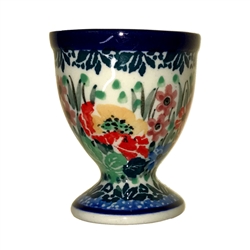 Polish Pottery 2.4" Egg Cup. Hand made in Poland. Pattern U4677 designed by Teresa Liana.