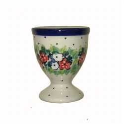 Polish Pottery 2.4" Egg Cup. Hand made in Poland and artist initialed.