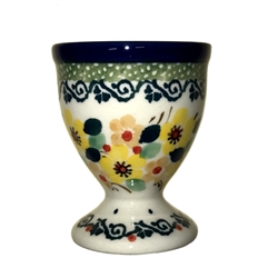 Polish Pottery 2.4" Egg Cup. Hand made in Poland. Pattern U4726 designed by Teresa Liana.