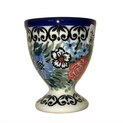 Polish Pottery 2.4" Egg Cup. Hand made in Poland. Pattern U4672 designed by Teresa Liana.
