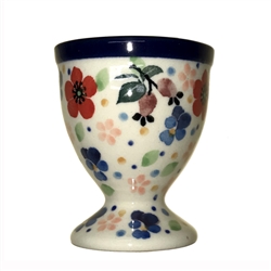 Polish Pottery 2.4" Egg Cup. Hand made in Poland. Pattern U4794 designed by Teresa Liana.