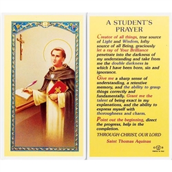 Polish Art Center - A Student's Prayer - Holy Card.  Plastic Coated. Picture and prayer is on the front, text is on the back of the card.