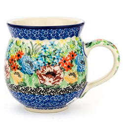 Polish Pottery 11 oz. Bubble Mug. Hand made in Poland. Pattern U4863 designed by Teresa Liana.