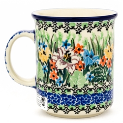 Polish Pottery 8 oz. Everyday Mug. Hand made in Poland. Pattern U3683 designed by Teresa Liana.