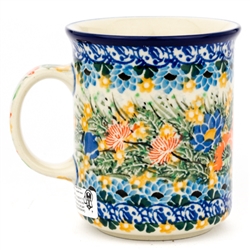 Polish Pottery 8 oz. Everyday Mug. Hand made in Poland. Pattern U4711 designed by Maria Starzyk.