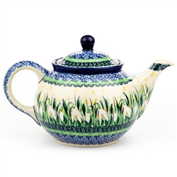 Polish Pottery 30 oz. Teapot. Hand made in Poland. Pattern U4915 designed by Maria Starzyk.