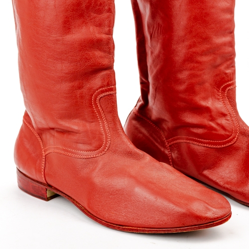 Hand Made Men's Red Leather Dance Boots Size 39 (US 6) | Polish Art Center