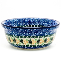 Polish Pottery 6" Cereal/Berry Bowl. Hand made in Poland. Pattern U2555 designed by Krystyna Deptula.
