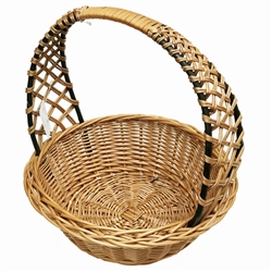 Poland is famous for hand made willow baskets.  This model is a beautifully woven lattice work handle using 2 shades of willow.  Beautifully crafted and sturdy, these baskets can last a generation.  Perfect for Easter,