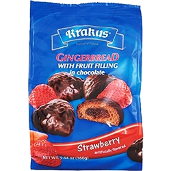 Krakus Dark Chocolate Covered Gingerbread With Strawberry Filling 5.64oz/160g