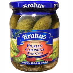 Polish pickled gherkins are the perfect condiment.  These smaller size pickles will hit the spot!