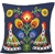 Beautiful stuffed folk design pillow. 100% polyester and made in Poland. Back side of the pillow is solid black. Zipper on one side for convenient cleaning. &#8203;Size 14" x 14".