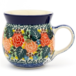 Polish Pottery 6 oz. Bubble Mug. Hand made in Poland. Pattern U2018 designed by Teresa Liana.