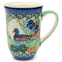 Polish Pottery 17 oz. Bistro Mug. Hand made in Poland. Pattern U2735 designed by Teresa Liana.