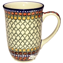 Polish Pottery 17 oz. Bistro Mug. Hand made in Poland. Pattern U81 designed by Teresa Liana.